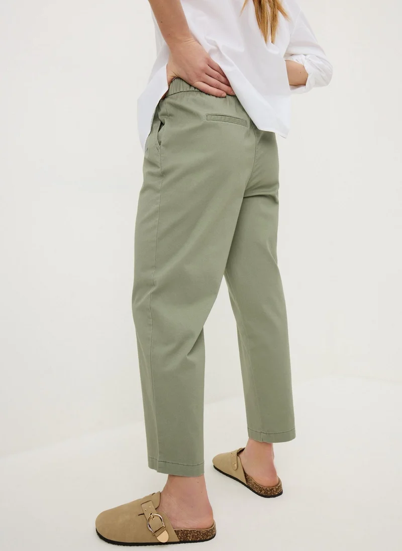 Matalan Khaki Khaki Pull On Tapered Trousers for Women | Best Price UAE